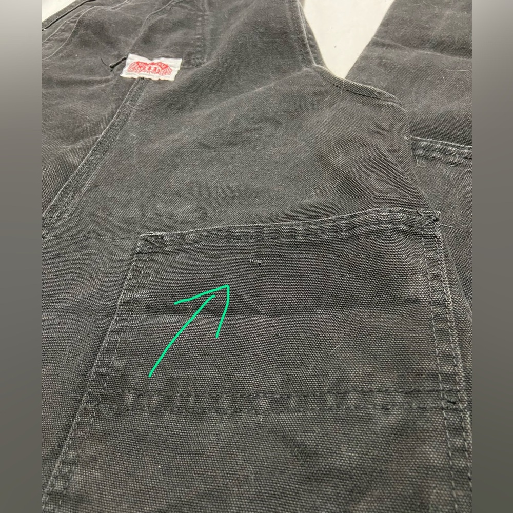 Round House Men's Black Canvas Double Front Bib Overalls 36x32 - Picture 8 of 8